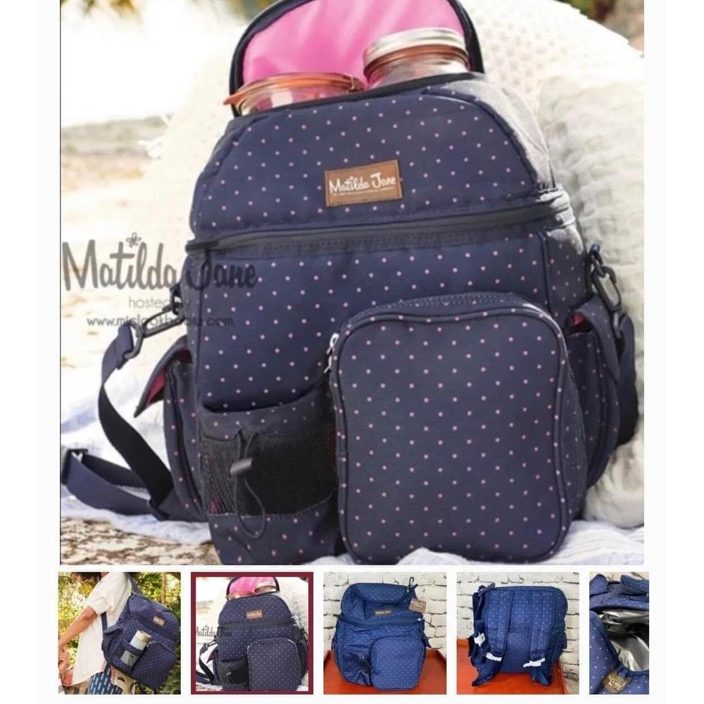 Matilda Jane Summer Fun Cooler Navy‎ Thermo Padded Backpack New